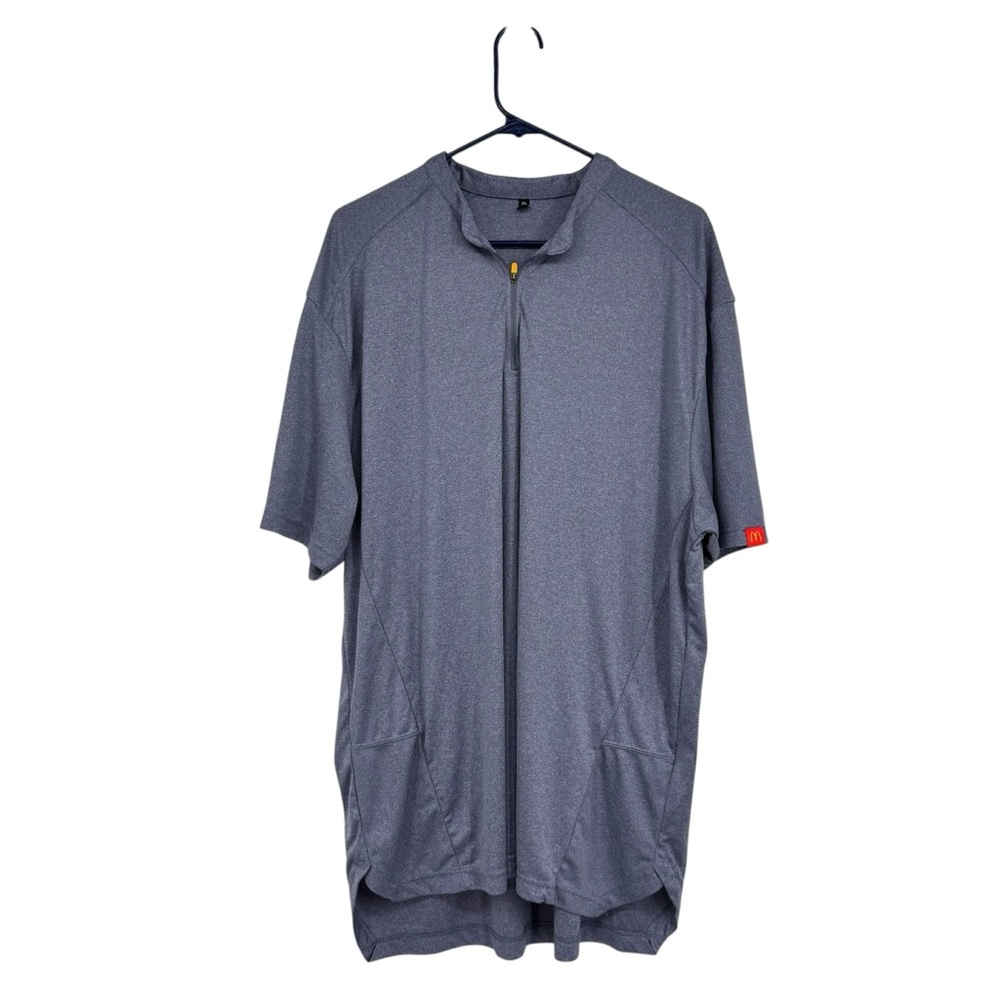 Men’s McDonald’s Size 2XL Blue SS Henley 1/4 Zip Polyester Employee’s Shirt